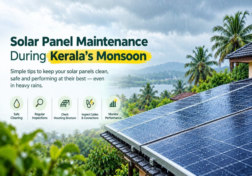Rooftop solar panels during Kerala’s monsoon season